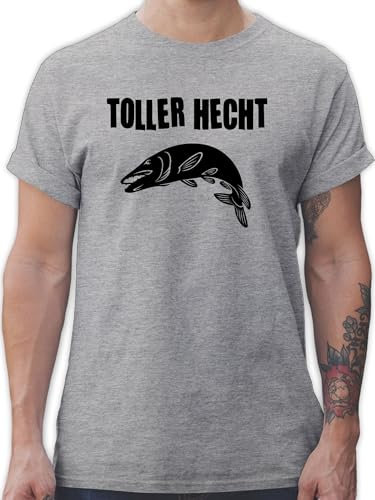 T-Shirt Herren - Angler Geschenke & Angeln Zubehör - Toller Hecht - XL - Grau meliert - Fisch t-Shirts Angel Shirt angelmotiv t Shirts männer Angler+Tshirt fischen Tshirt. Tshirt sprüche Angel-