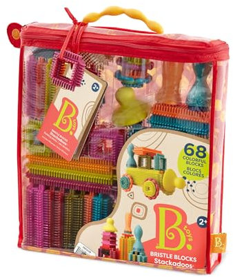 B. toys 68 Teile Bristle Blocks Stackadoos – STEM Bausteine Baublöcke Borsten Blöcke zum Zusammenstecken mit Aufbewahrung – Baby Spielzeug ab 2 Jahren