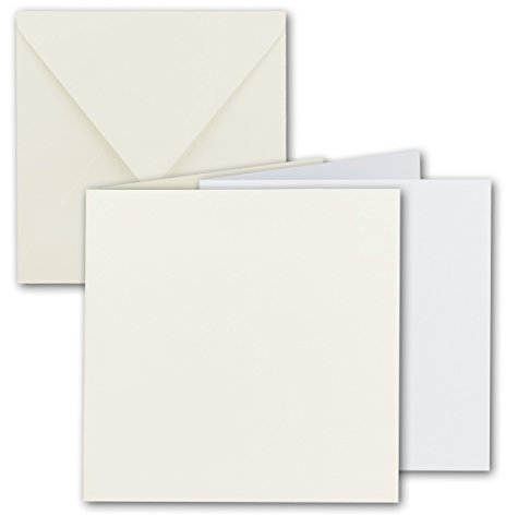 30x Quadratisches Falt-Karten Set - 15 x 15 cm - mit Brief-Umschlägen & Einlegeblättern - Naturweiss - FarbenFroh by GUSTAV NEUSER