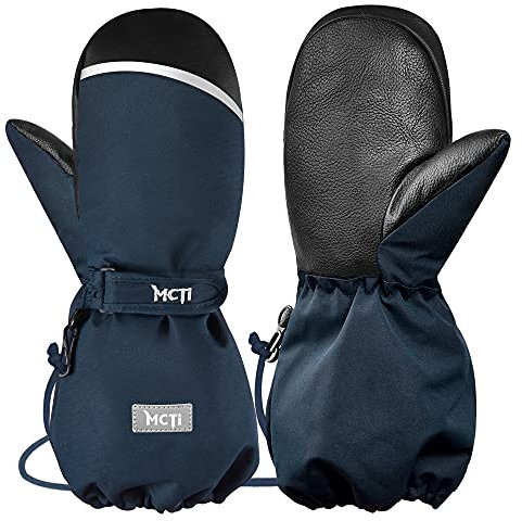 MCTi Skihandschuhe Kinder Kinderhandschuhe Wasserdicht Fäustlinge Handschuhe 1-17 Jahre Jungen Mädchen Winterhandschuhe Blau XS