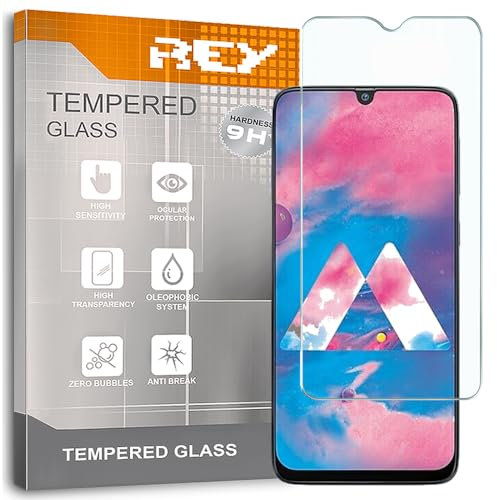 REY Protector de Pantalla para Samsung Galaxy M30 - A50 - A30 - A20 - A50s - A30s - M30s - M21 - M31 - M32, Cristal Vidrio Templado Premium