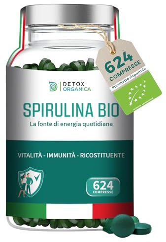 Detox Organica Spirulina BIO - 624 compresse da 500mg | Biologica, Ricca di Ficocianina, Ferro, Vitamine, Minerali, Proteine - Alga Spirulina Pura, Prodotta in Germania (Compresse)