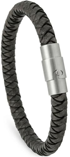 Simaru pulsera de cuero, elegante pulsera trenzada patrón Made in Germany con cierre de bayoneta de acero inoxidable para hombres y mujeres