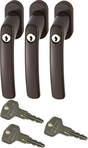 ABUS FG200 B SB abschließbarer Fenstergriff, braun im Set 3 Stück