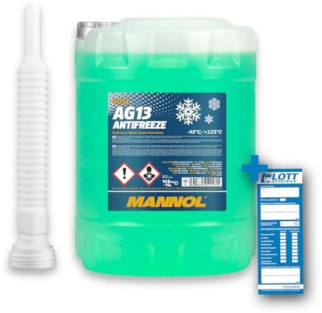 MANNOL 10L Antifreeze Kühlmittel Kühlerfrostschutz grün AG13 bis -40°C + Auslaufschlauch