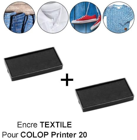 2 Stück Tintenkassetten Textil für Kleidung E/20 Nachfüllpack für Stempel Colop Printer 20