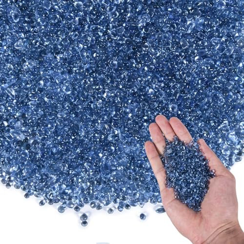 KISEER Perles en verre transparent pour aquarium - 0,5 kg - Pierres précieuses en verre - Galets de gravier pour aquarium, jardin, remplissage de vases, plantes succulentes (bleu marine)