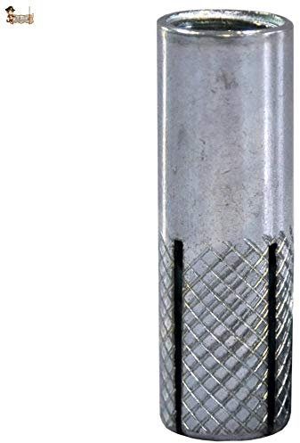 BricoLoco Cheville d'ancrage femelle métallique d'expansion pour matériaux massifs avec filetage métrique intérieur (100, M-12)