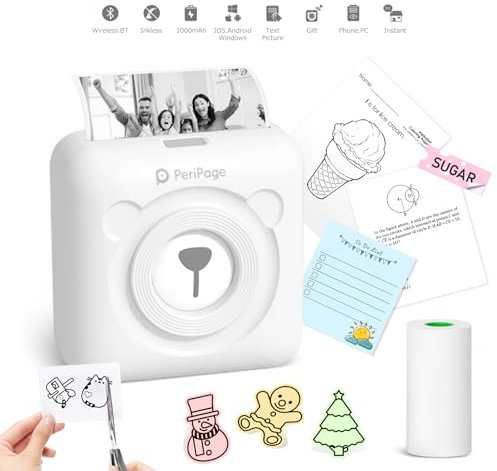 Mini Printer Buyounger Wireless Bluetooth Thermal Label Printers Mini Portable Sticker Printers Machine for Phone Compact Printer Instant Pocket Printer for iPhone Mobile Receipt Printer Inkless
