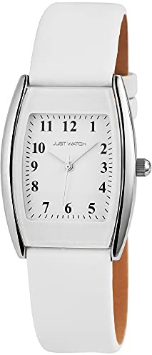 Just Watch Damen-Uhr Ayla Echt Leder Dornschließe elegant Analog Quarz JW10092 (weiß silberfarbig)