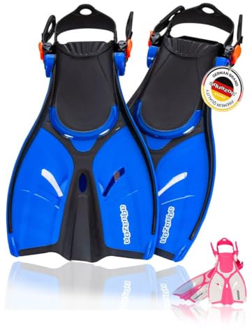 AQUAZON Style Verstellbare Flossen, Schnorchelflossen, Taucherflossen, Schwimmflossen für Kinder und Erwachsene zum Schnorcheln, Schwimmen, Farbe:Blue, Größe:32/37