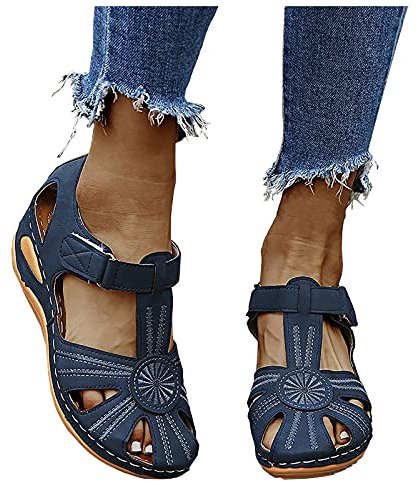 LLDG Damen Sandalen Sommer Aushöhlen Geschlossene Sandalen rutschfest Orthopädische Pantolette Atmungsaktive Frauen Sommerschuhe Casual Elegante Sandalen Lässige Trekkingsandalen