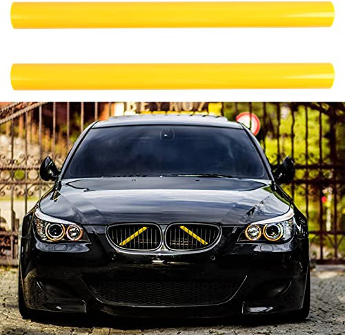 1 Paar Kühlergrill Einsatz Ersatz für BMW 5er E60 E61 2003-2010 M5 2004-2011, Frontgrill Einsatz Kühlergrill Streifen Einsatz Zierleiste, Grilleinsätze Zierleiste, Grill Emblem für Einsätze(Gelb)