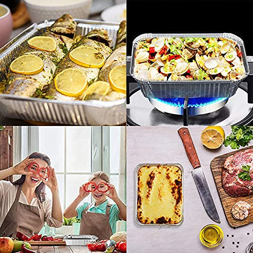MDDZ 25 Stück Aluminium-Schalen, Alufolie, Grillplatte, Grillplatte, Backblech, Aluminium, rechteckig, Abtropfschalen aus Aluminium zum Kochen, Aufbewahren, Einfrieren, Aufwärmen, Silber