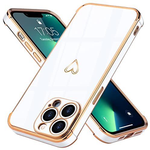 Lafunda kompatibel mit iPhone 13 Pro Handyhülle Mädchen Liebesherz Silikonhülle weich TPU Hülle Ultra dünn Stoßfeste Schutzhülle Bumper Silikon case für iPhone 13 Pro Weiß