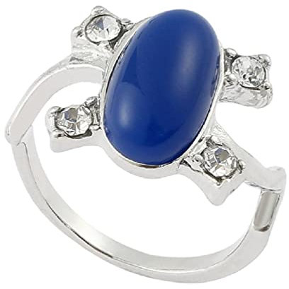 xzmnxzzme Antik-Silber Vampire Elena Band blauer Ring Steinmuster Souvenir Tageslicht für Männer Ringe Movie Jewelry Cosplay Elena Damenring Vampire Diaries Silber Größe 9