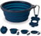 Bonza Medium Collapsible Dog Bowl 750 mL, Sturdy Reinforced Rim, Includes Carabiner & Water Bottle Holder Keychain, Navy