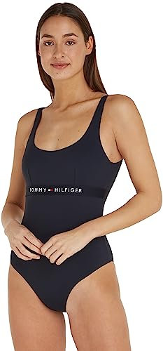Tommy Hilfiger Damen Badeanzug One Piece Cut-out, Blau (Desert Sky), L
