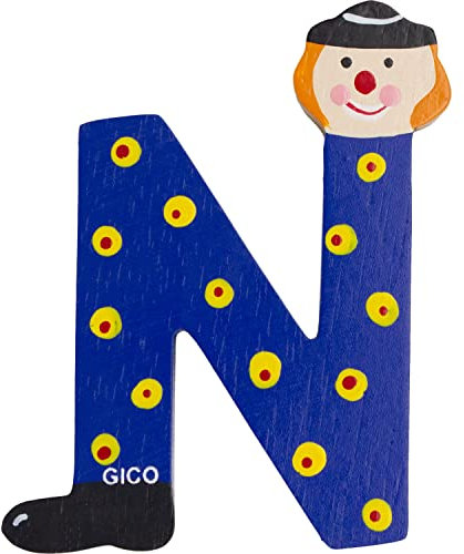 Holzbuchstaben Name Kinderzimmer groß Deko für die Tür, lustige Clowns, A-Z, Höhe ca. 9 cm, Holz Buchstabe 7361 (N)