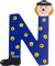 Holzbuchstaben Name Kinderzimmer groß Deko für die Tür, lustige Clowns, A-Z, Höhe ca. 9 cm, Holz Buchstabe 7361 (N)