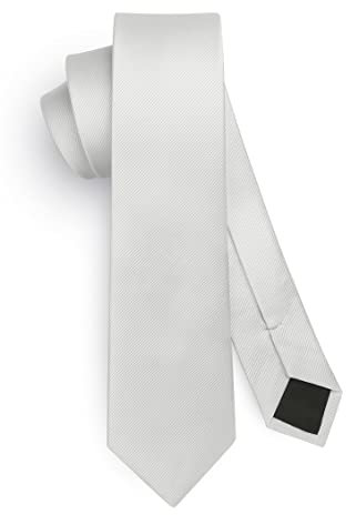 HISDERN Herren Krawatte Weiß Schmale Einfarbig Seide Krawatten für Herren Klassische Formelle Elegante Schlipse Hochzeit Party Business Krawatte 6cm