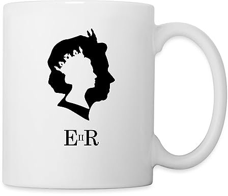 Spreadshirt Queen Elizabeth II Silhouette Tasse, One size, Weiß