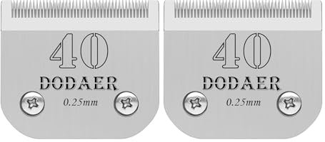 Keramikklingen für Hundehaarschneider,kompatibel mit Moser 45-50/Heiniger/Andis,Oster A5,Wahl KM10,Größe 40# 1/100 Zoll (0,25 mm) Schnittlänge,2 Stück