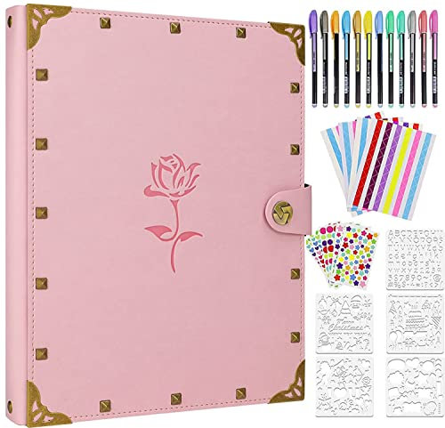 ZEEYUAN Fotobuch Selbststaglten 60 Schwarze Seiten DIY Scrapbook Album zum einkleben Leder Fotoalbum Geschenk für Weihnachten Hochzeit Jahrestag Valentinstag Muttertag Geburtstag