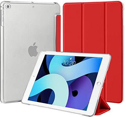 4UBonLife Custodia per iPad 6a /5a Generazione 9,7 Pollici 2018/2017, per iPad Air 1 2013/Air 2 2014 Cover Protettiva Rigida, Sottile e Leggera con Traslucida Posteriore Opaca Cover, Rosso