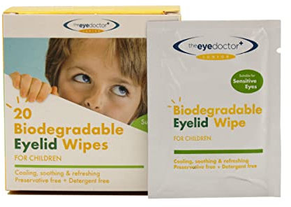 The Eye Doctor Junior Eyelid Wipes - 20x Individually Wrapped Kids Eye Lid Cleansing Wipes - Daily Hygiene & Dry Eye Relief - Suitable for Children's Sensitive Eyes