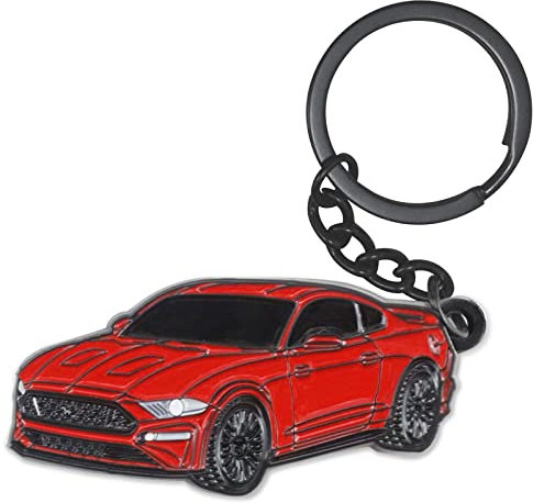 glahorse Schlüsselanhänger für Ford Mustang, Ford Mustang Zubehör 2015–2020, Metall-Schlüsselanhänger, Rot/Ausflug, einfarbig (Getaway Solids), Small, Kette