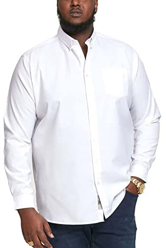 D555 Men's Plus Size Richard Basic Oxford Long Sleeve Shirt in White 6XL
