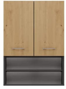 CDF Armoire pour Machine à Laver Pola Mini DK | Couleur : Anthracite - Chêne Artisan | Armoire Moderne au-Dessus de la Machine à Laver | Espace de Rangement | étagères spacieuses