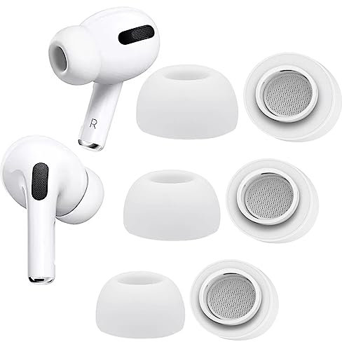YieJoya Ersatz-Ohrstöpsel für Airpods Pro, Upgraded Ohrstöpsel mit Loch zur Geräuschreduzierung, 3 Paar weiche Memory Foma Silikon-Ohrstöpsel für AirPods Pro geeignet für das Aufladen S/M/L Weiß