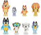 Bluey - Pack 8 Figuras Familia y Compañeros del Cole, Figuras articuladas, muñecos de 6-8 cm, colección de Personajes de la Serie de Dibujos Infantil, niños y niñas +3 años, Famosa (BLY49000)