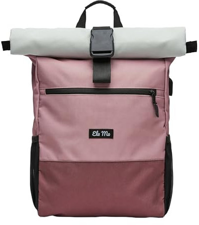Ela Mo’s Rucksack Damen | Schön und Durchdacht | für Uni Reisen Freizeit Job | mit Laptopfach & Anti Diebstahl Tasche | Strawberry Cream