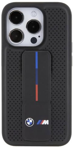 BMW BMHCP15XGSPPRK Hülle für iPhone 15 Pro Max 6.7 Schwarz hardcase Grip Stand Smooth & Perforated