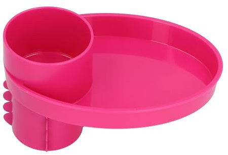 Keenso Car Seat Snack Tray,Portable Travel Rotating Cup Holder Plate for Car Seats, Booster,Stroller (Pink)