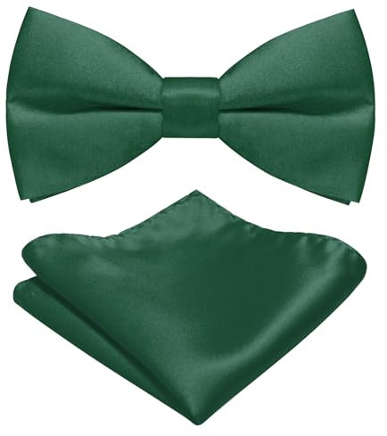 JEMYGINS Herren Matten Fliege erhältlich in Uni Farben inklusive Einstecktuch Set Gras-Grün