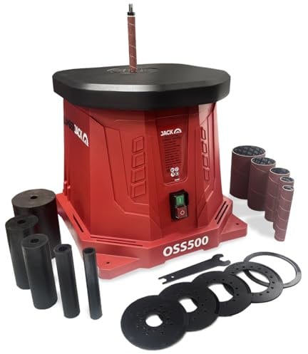 LUMBER JACK Oscillating Spindle Sander 450W 230V 2000RPM Woodworking Bobbin Machine Bench Top Mounted Large Table 320 x 300mm