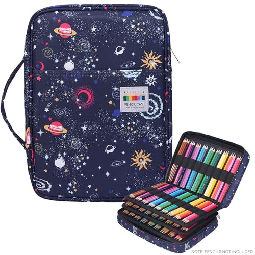 JAKAGO Federmäppchen, 220 Steckplätze für Buntstifte, großes Fassungsvermögen, Stiftebehälter für Künstler, Maler, Organizertasche, Reißverschluss, Aufbewahrungstasche, Büro, Reisezubehör, Nachthimmel