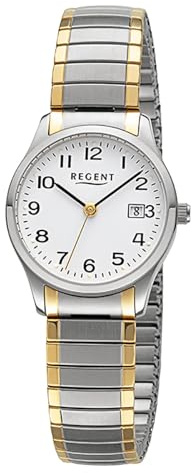 REGENT Damen Armbanduhr Analog Edelstahlarmband Gold Silber URF1514 Analoguhr