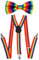 Hugfads 2-teiliges Set: Regenbogen-Fliege und Hosenträger für LGBT Pride Events und Party Dress Up - Lebendige Farben für auffälligen Stil