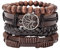 HAORQEE Men's Leather Bracelets, Tree of Life Beads Mens Wristbands, Multi-layer Vintage Braided Rope Adjustable Viking Wrist Bracelets Set Gifts for Men(Brown)