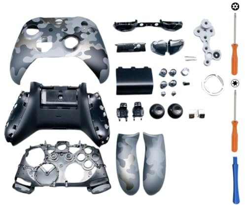 Hzxkqmil Kit de Remplacement du Coque de Boîtier Complet pour Xbox One S/X Manette (Modèle 1708), DIY Faceplate Couvercle Avant Plaques Arrière Buttons Accessories (Camouflage Noir)