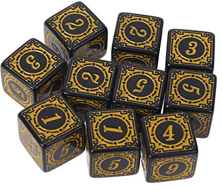 WOEIFGV Polyedrische Acryl-Würfel, Rollenspiel, Tischspiel, sechsseitige Würfel, quadratische Kanten, Mahjong-Zubehör, 10 Stück