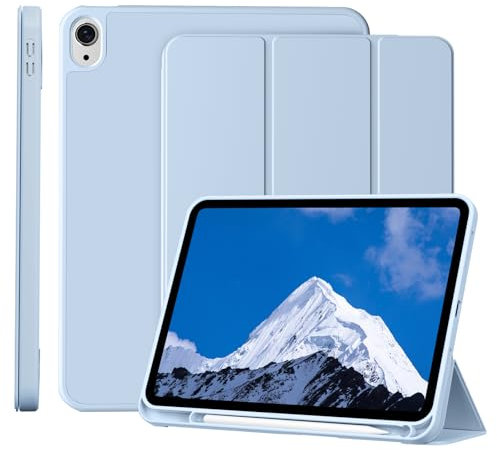 MUDROCK Hülle für iPad 11. Generation 2025 (A16) 11 Zoll, iPad 10. Generation 10,9 Zoll 2022 Hülle mit Stifthalter, Automatischer Schlaf/Aufwachen, Weiche Silikon Schutzhülle, Blau