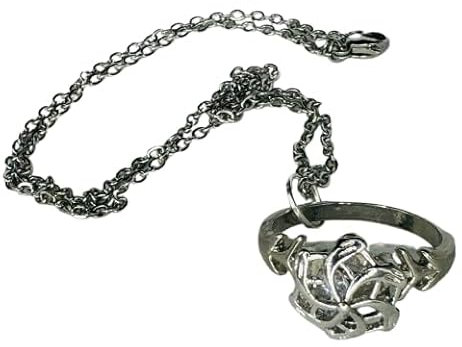 Anhänger kompatibel mit Nenya Wasserring oder Diamantring Halskette Galadriel Farbe Silber Inspiriert Saga Herr der Ringe Gadget Autozubehör Geschenkidee Magie Fantasy Cosplay, unica, Zink