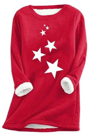 KHIRVWL 2024 Felpa Donna Senza Cappuccio Invernale Termico Felpe in Pile Peluche Felpa Maglietta a Maniche Lunghe e Girocollo Teddy Pullover Caldo Pigiama Casuale Jumper Sweatshirt Taglie Forti