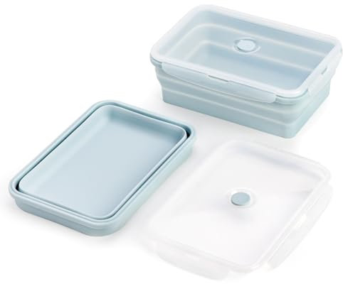 CUISITOOL Silicone Food Storage Containers with Lids - 2 Pack 2000ml Extra Large Collapsible Meal Prep Lunch Containers Bento Boxes - Microwave, Freezer and Dishwasher Safe